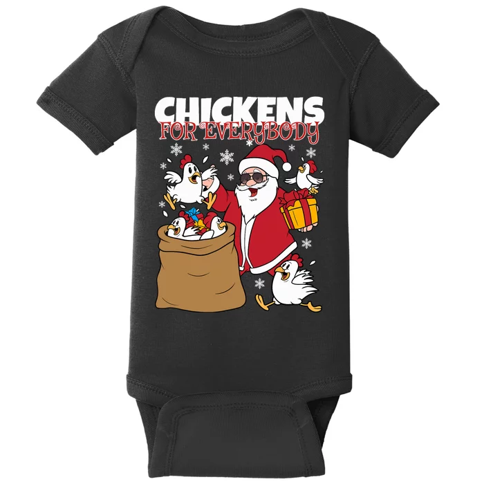 Chickens For Everybody Funny Santa Christmas Chicken Baby Bodysuit