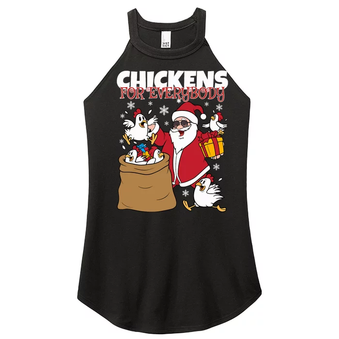 Chickens For Everybody Funny Santa Christmas Chicken Women’s Perfect Tri Rocker Tank