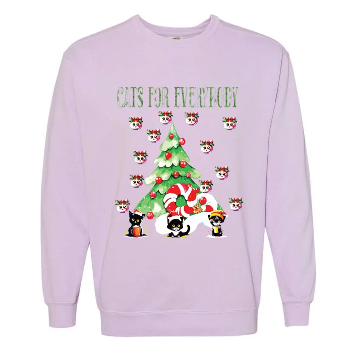 Cats For Everybody Funny Christmas Garment-Dyed Sweatshirt