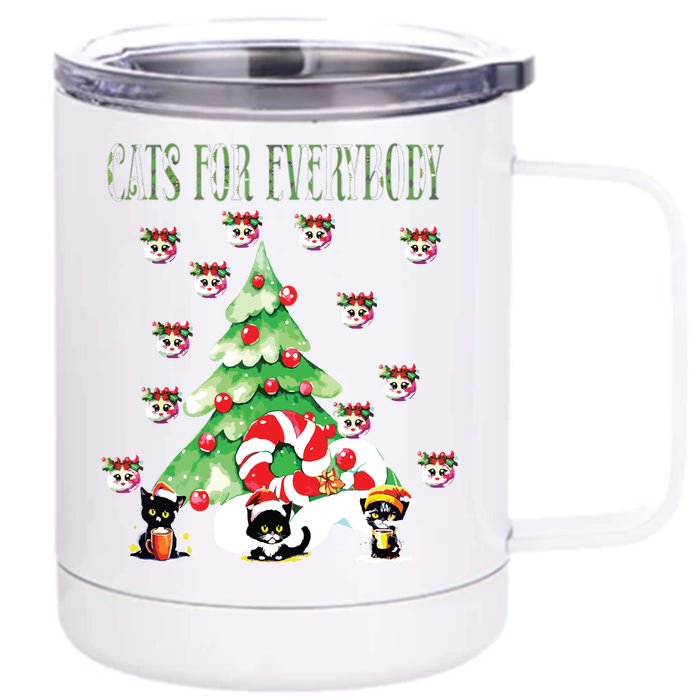 Cats For Everybody Funny Christmas Front & Back 12oz Stainless Steel Tumbler Cup