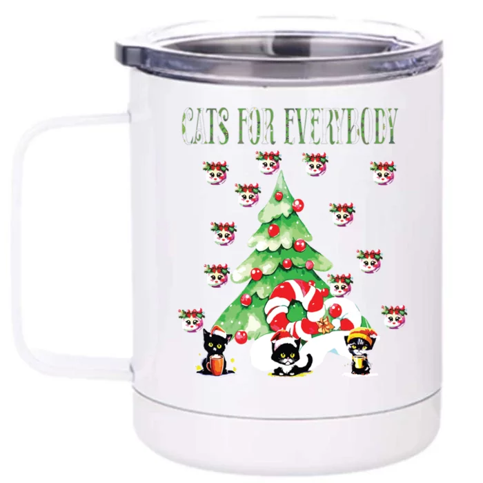 Cats For Everybody Funny Christmas Front & Back 12oz Stainless Steel Tumbler Cup