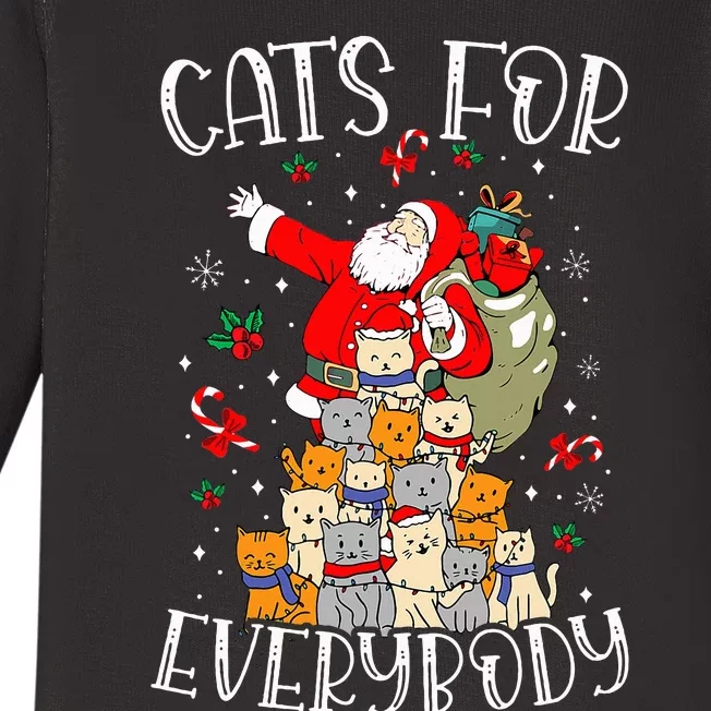 Cats For Everybody Ugly Christmas Cat Funny Xmas Baby Long Sleeve Bodysuit