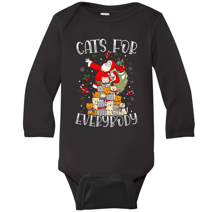 Cats For Everybody Ugly Christmas Cat Funny Xmas Baby Long Sleeve Bodysuit