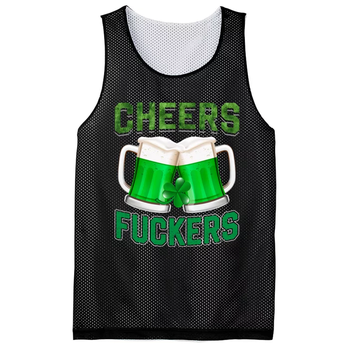 Cheer Fuckers Funny Irish Drinking Mesh Reversible Basketball Jersey Tank