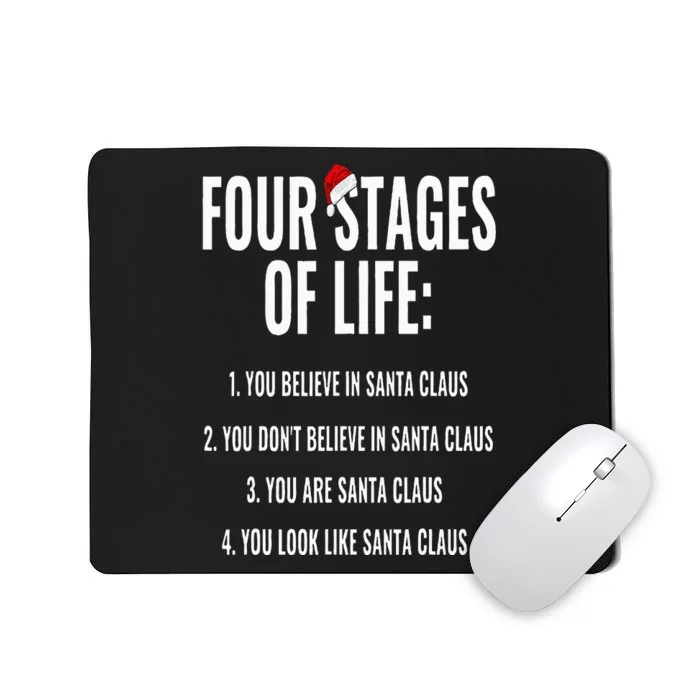 Christmas Funny Four Stages of life Santa Claus Humor Meme Mousepad