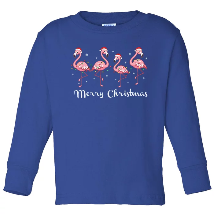 Christmas Funny Flamingo Pink Christmas Tree Xmas Great Gift Toddler Long Sleeve Shirt