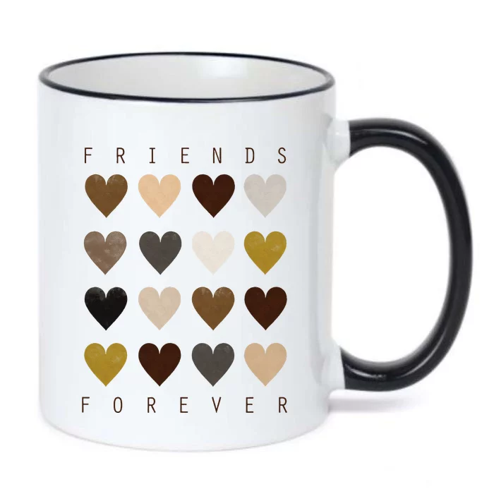 Cute Friends Forever Watercolor Patterned Hearts Friendship Black Color Changing Mug