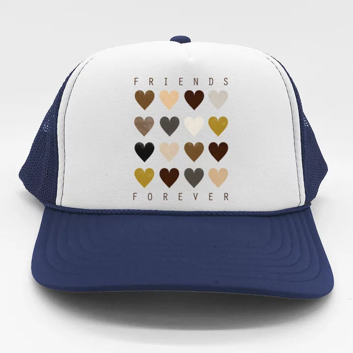 Cute Friends Forever Watercolor Patterned Hearts Friendship Trucker Hat