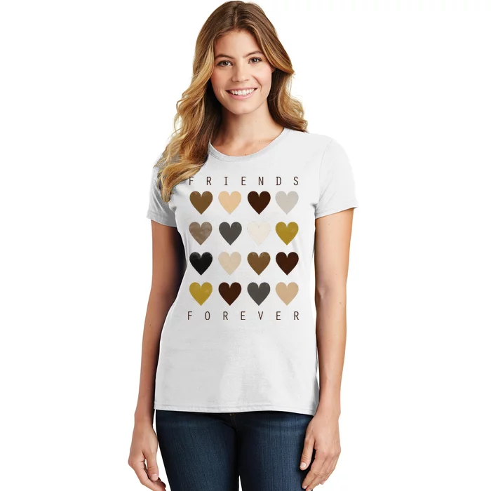 Cute Friends Forever Watercolor Patterned Hearts Friendship Women's T-Shirt