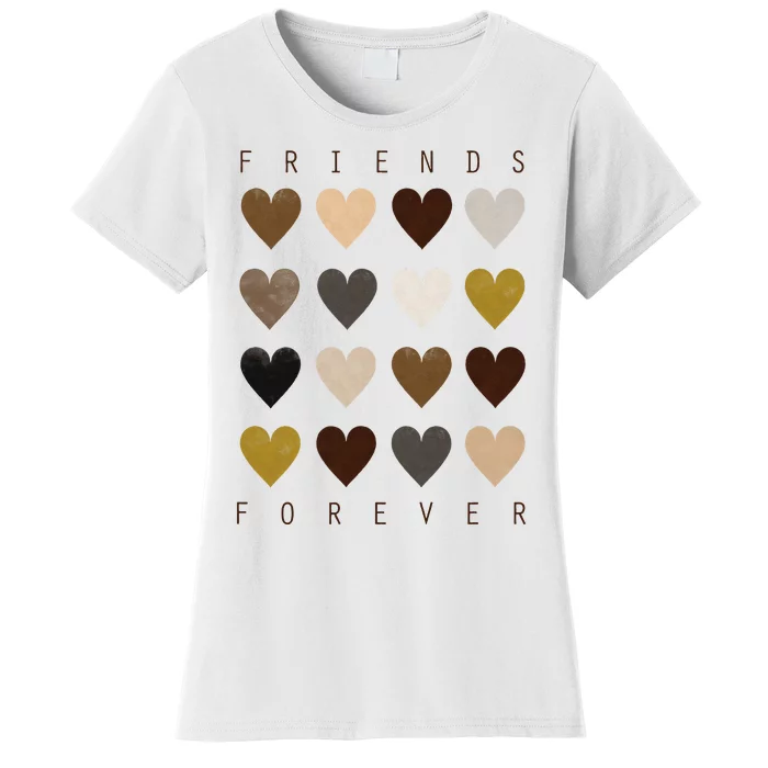 Cute Friends Forever Watercolor Patterned Hearts Friendship Women's T-Shirt