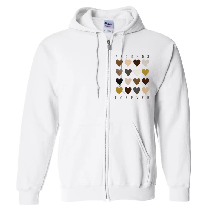 Cute Friends Forever Watercolor Patterned Hearts Friendship Full Zip Hoodie