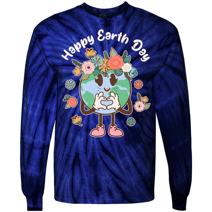 Cute Flower Floral Happy Earth Day Tie-Dye Long Sleeve Shirt