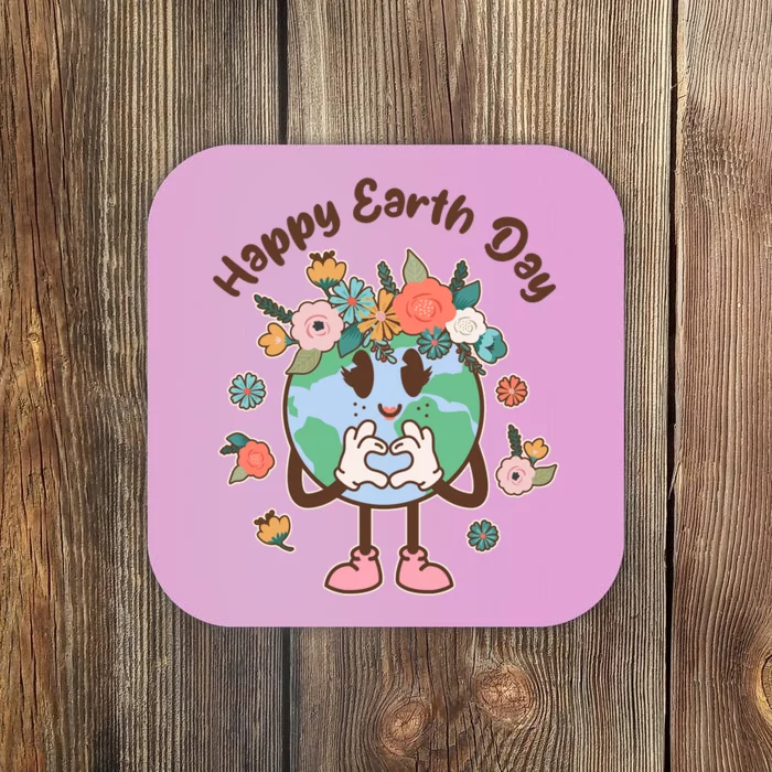 Cute Flower Floral Happy Earth Day Coaster