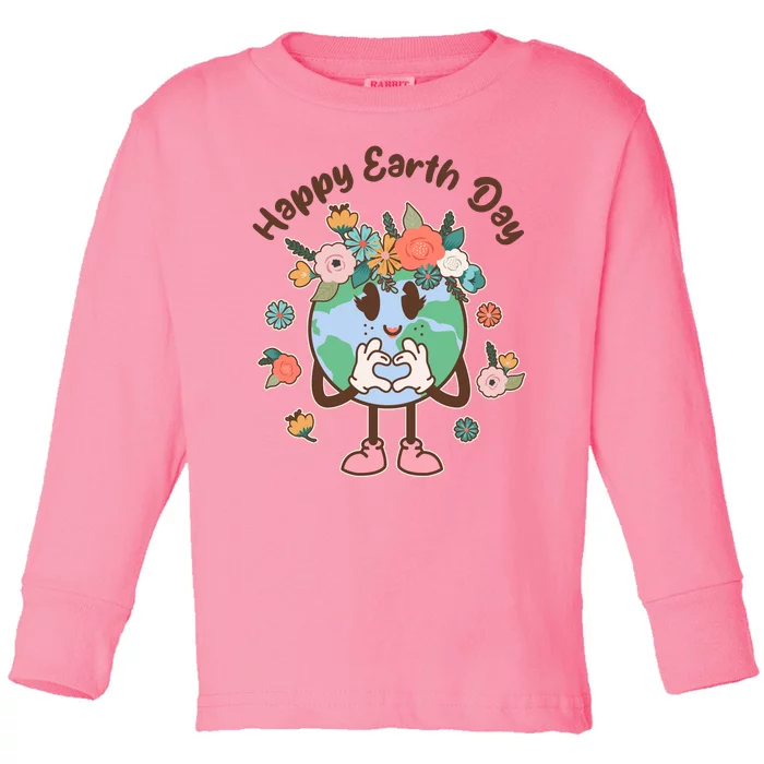 Cute Flower Floral Happy Earth Day Toddler Long Sleeve Shirt