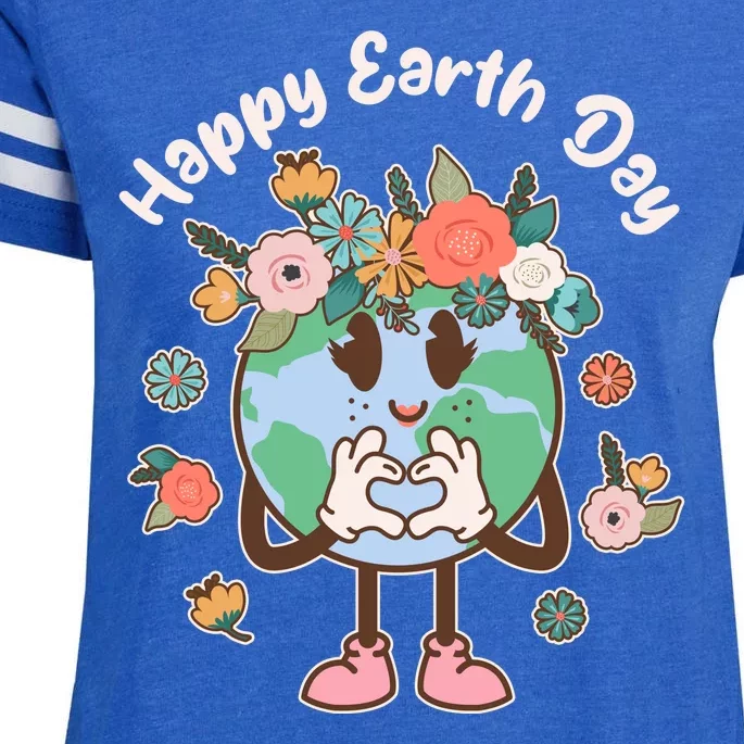 Cute Flower Floral Happy Earth Day Enza Ladies Jersey Football T-Shirt