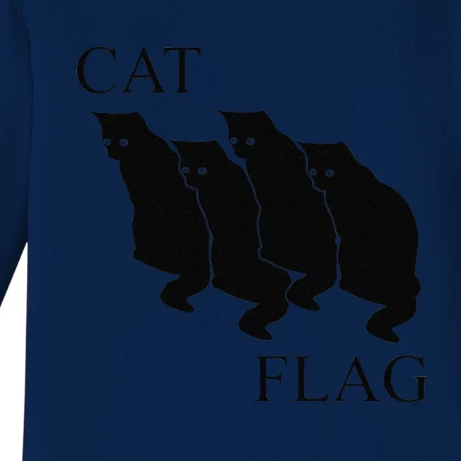 Cat Flag Funny Black Flag Baby Long Sleeve Bodysuit