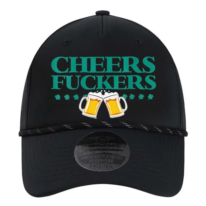 Cheers Fuckers Funny St. Patricks Day Irish shamrock Performance The Dyno Cap