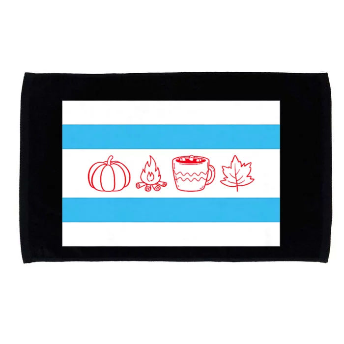 Chicago Flag Fall Autumn Pumpkin Bonfire Cocoa Leaves Microfiber Hand Towel