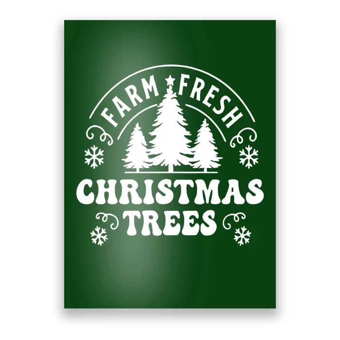 Christmas Farm Fresh Trees Retro Farmer Poster