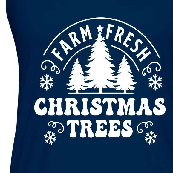 Christmas Farm Fresh Trees Retro Farmer Ladies Essential Flowy Tank