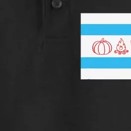 Chicago Flag Fall Autumn Pumpkin Bonfire Cocoa Leaves Dry Zone Grid Performance Polo