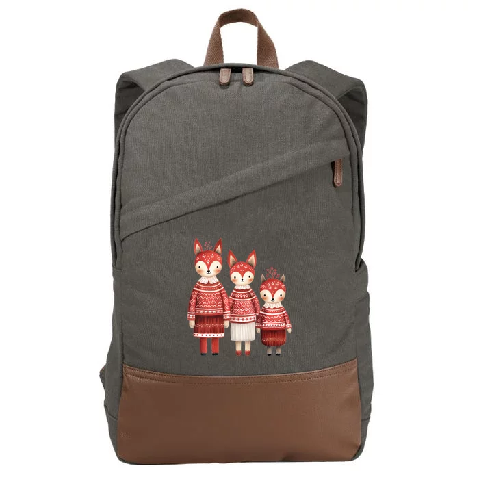 Christmas Fox Family Matching Outfit Cotton Canvas Backpack