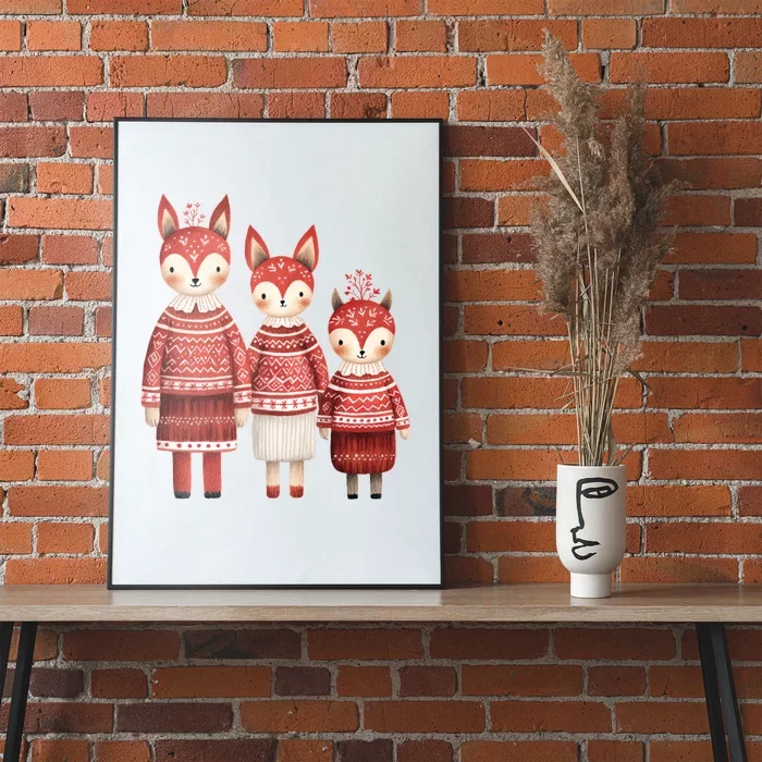 Christmas Fox Family Matching Outfit Poster