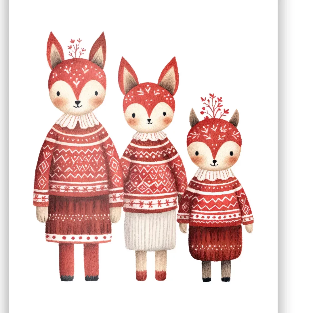 Christmas Fox Family Matching Outfit Poster