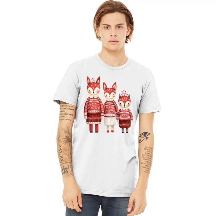 Christmas Fox Family Matching Outfit Premium T-Shirt