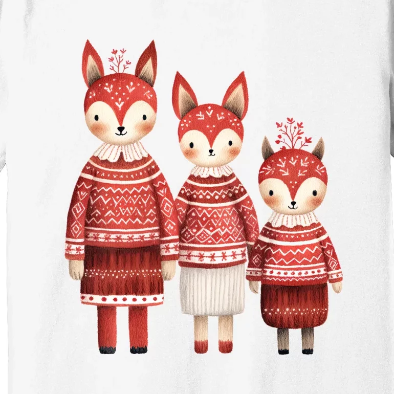 Christmas Fox Family Matching Outfit Premium T-Shirt