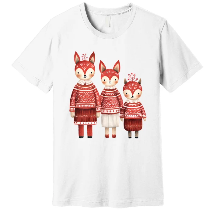 Christmas Fox Family Matching Outfit Premium T-Shirt