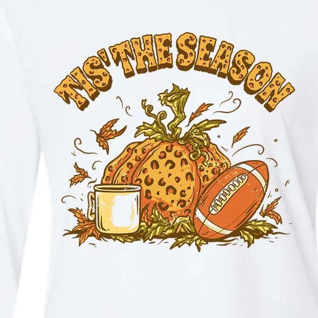 Cozy Fall Football Lovers Pumpkin Spice Thanksgiving Womens Cotton Relaxed Long Sleeve T-Shirt