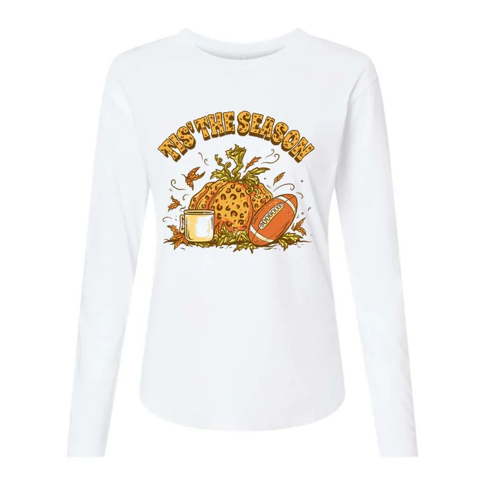 Cozy Fall Football Lovers Pumpkin Spice Thanksgiving Womens Cotton Relaxed Long Sleeve T-Shirt