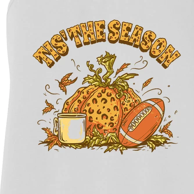 Cozy Fall Football Lovers Pumpkin Spice Thanksgiving Women's Racerback Tank