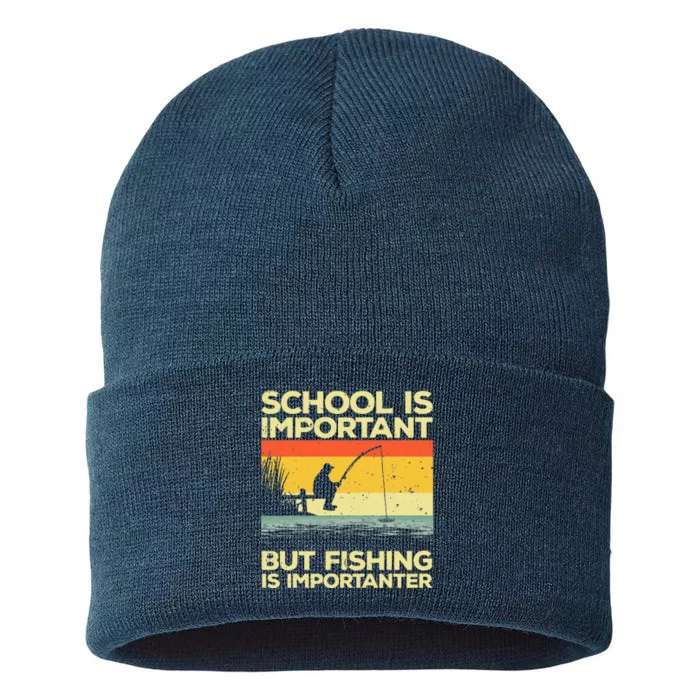 Cool Fishing For Bass Fishing Fisherman Fish Trout Sustainable Knit Beanie