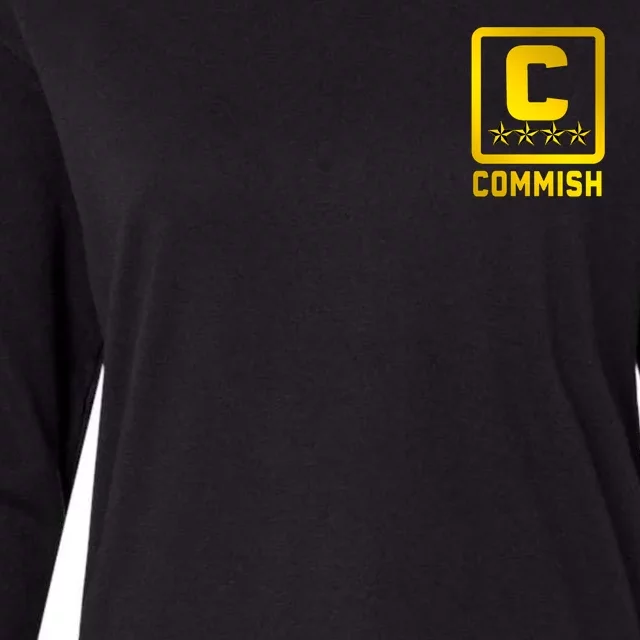 Commish Fantasy Football Logo Back And Front Pocket Logo Womens Cotton Relaxed Long Sleeve T-Shirt