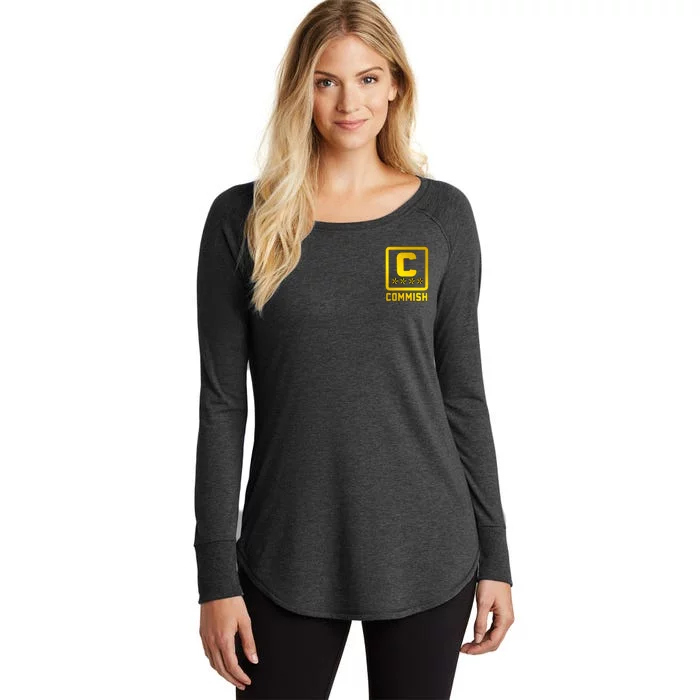 Commish Fantasy Football Logo Back And Front Pocket Logo Women's Perfect Tri Tunic Long Sleeve Shirt