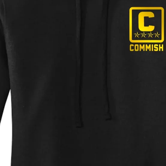 Commish Fantasy Football Logo Back And Front Pocket Logo Women's Pullover Hoodie