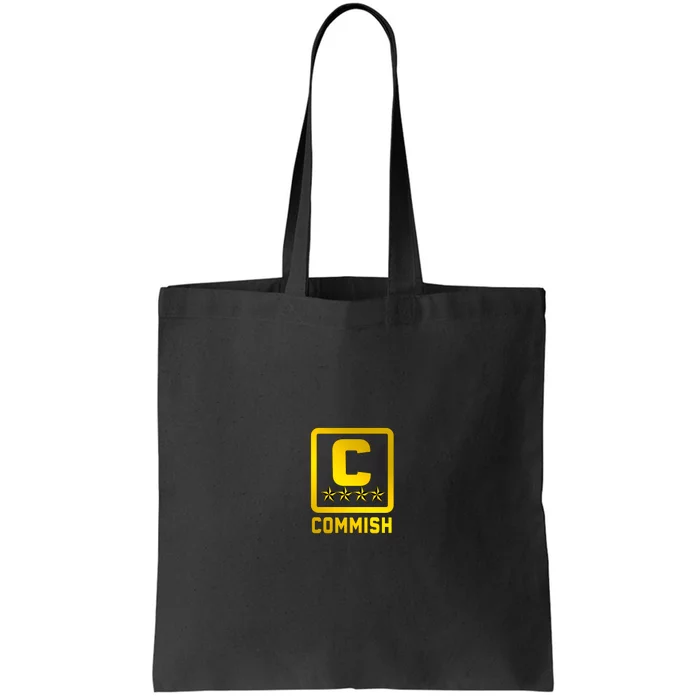 Commish Fantasy Football Logo Back And Front Pocket Logo Tote Bag