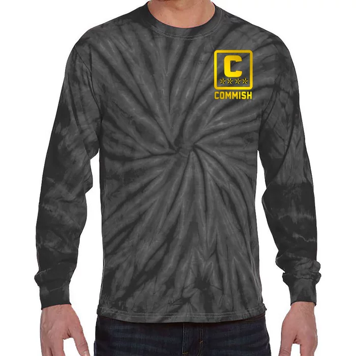 Commish Fantasy Football Logo Back And Front Pocket Logo Tie-Dye Long Sleeve Shirt