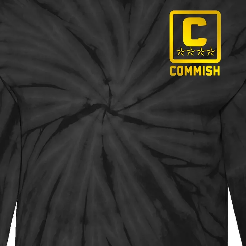 Commish Fantasy Football Logo Back And Front Pocket Logo Tie-Dye Long Sleeve Shirt