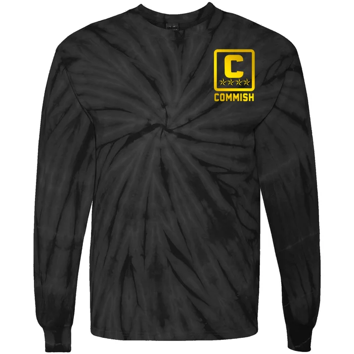 Commish Fantasy Football Logo Back And Front Pocket Logo Tie-Dye Long Sleeve Shirt