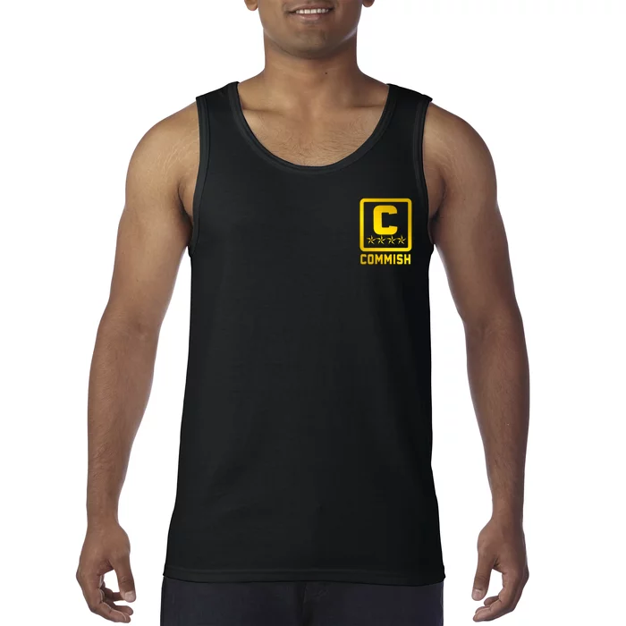 Commish Fantasy Football Logo Back And Front Pocket Logo Tank Top