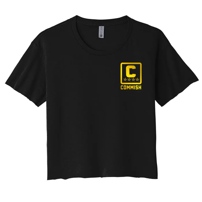 Commish Fantasy Football Logo Back And Front Pocket Logo Women's Crop Top Tee