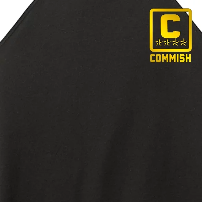 Commish Fantasy Football Logo Back And Front Pocket Logo Women’s Perfect Tri Rocker Tank