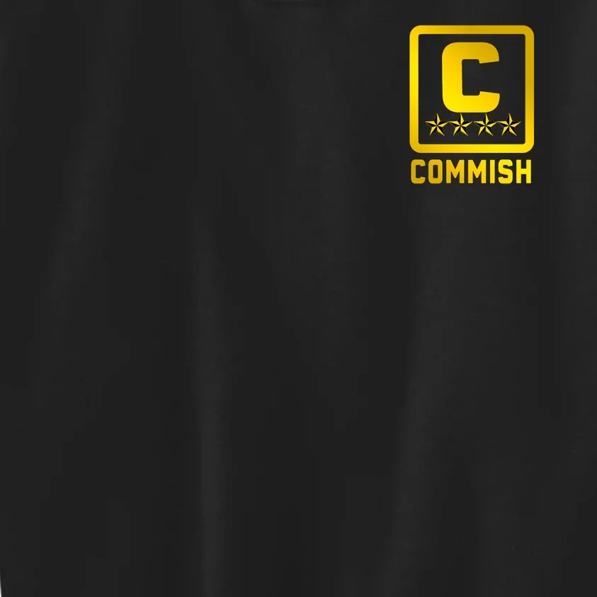 Commish Fantasy Football Logo Back And Front Pocket Logo Kids Sweatshirt