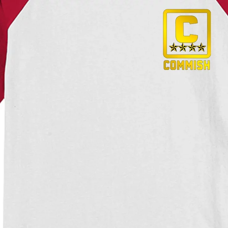 Commish Fantasy Football Logo Back And Front Pocket Logo Kids Colorblock Raglan Jersey