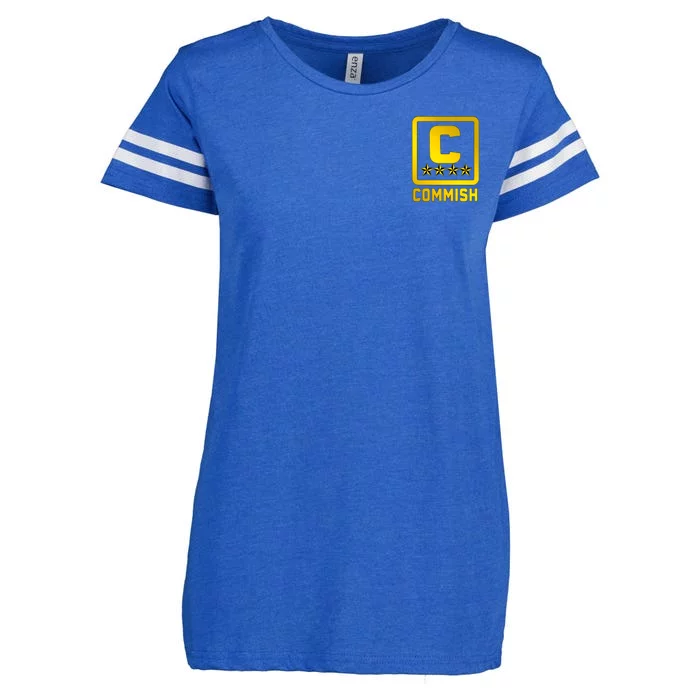 Commish Fantasy Football Logo Back And Front Pocket Logo Enza Ladies Jersey Football T-Shirt