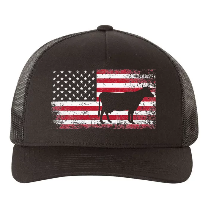 Cow Farm Farmer 4th of July Gift American Flag USA Yupoong Adult 5-Panel Trucker Hat