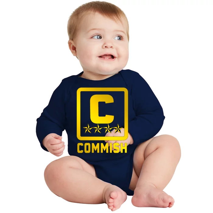 Commissioner Funny Fantasy Football Commish Baby Long Sleeve Bodysuit